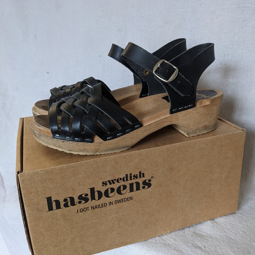 Swedish Hasbeens Women's Sandals, Black, EU 39 US 9